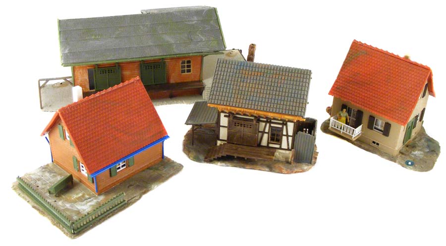 Lot of 4 Model Train/Railroad Houses/Buildings - Faller German Made 